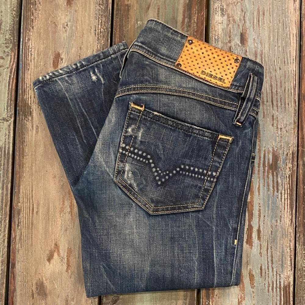 Diesel Matic W25 L34 Low Rise Slim Skinny Womens Jeans Actual 29x33.5 Distressed - Picture 2 of 16